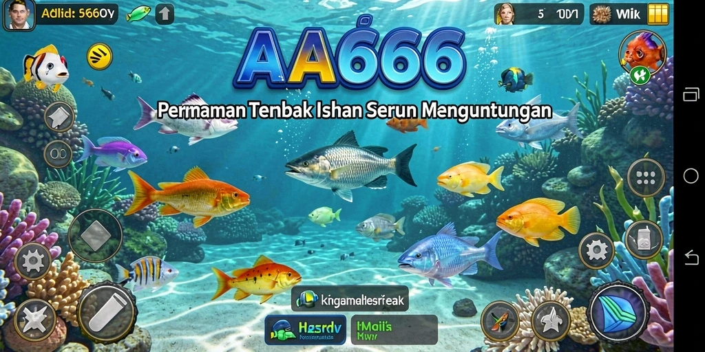Screenshot gameplay AA666 yang menampilkan aksi menembak ikan dengan grafis menarik.