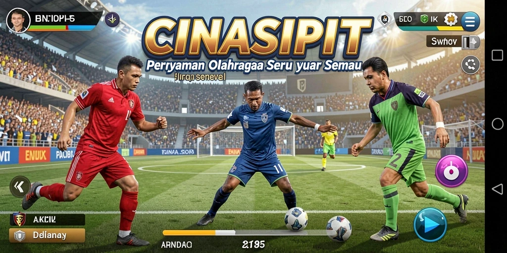 Screenshot utama CINASIPIT menampilkan aksi seru permainan olahraga.