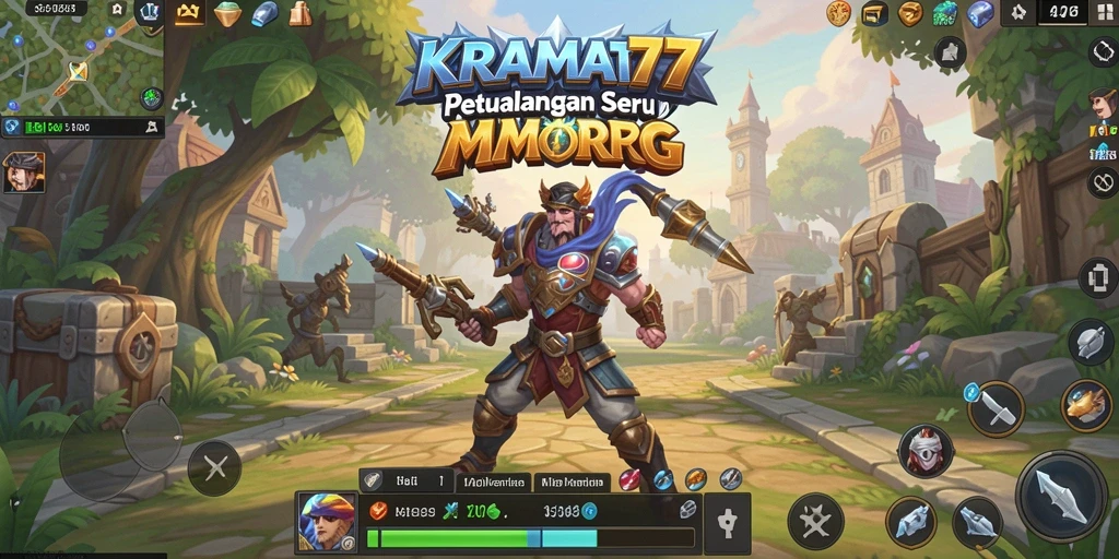 Screenshot utama KRAMAT77 menampilkan aksi seru dalam gameplay MMORPG.