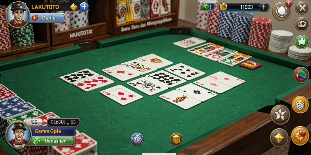 Tampilan gameplay seru dalam LAKUTOTO yang menampilkan permainan Gaple.