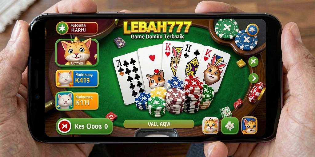 Screenshot game LEBAH777 dengan gameplay Domino yang seru.