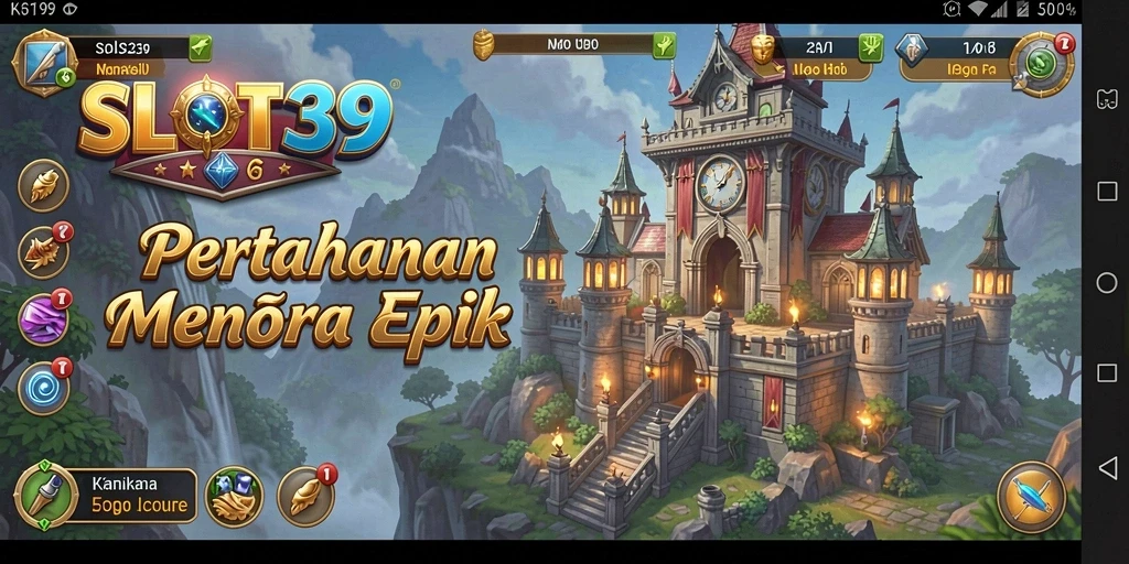 Screenshot gameplay SLOT39 menampilkan menara yang siap menghadapi serangan musuh.