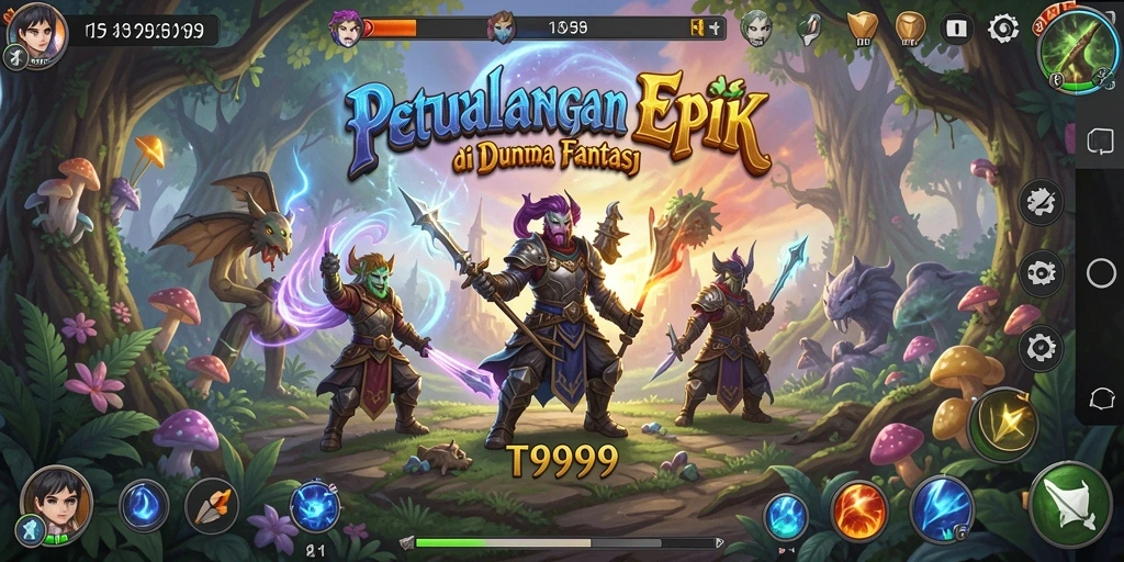 Screenshot menunjukkan aksi pertempuran seru dalam T9999.