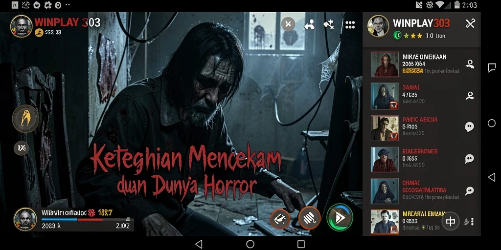 Tangkapan layar gameplay mencekam di WINPLAY303 dengan atmosfer horor yang menyeluruh.